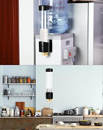 Qwork Cup dozator, dispenzer za vodu za jednokratnu upotrebu držač čaša stalak odgovara 7oz-12oz konusnim ili ravnim donjim čašama, dozator za papirne čaše za vodu, zidni nosač za pastu ili vijčanu ploču