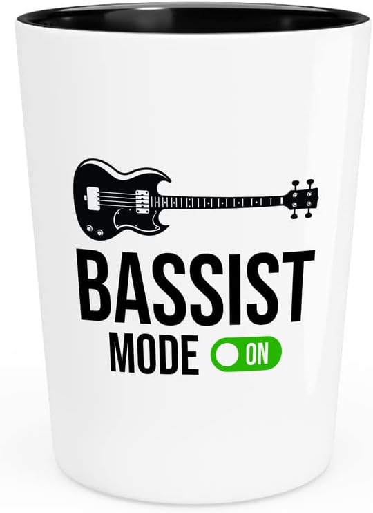 Flairy Land basista pokloni Shot Glass 1.5 Oz-basista režim on-Vintage bas ključ za basiste, basisti bendovi orkestar