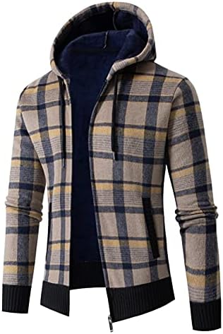 Beuu muški kardigan džemper casual plairan kapuljač sa kapuljačom punim zip-up pletenim kancelariganim kardiganom sa džepovima toplo provjerena odjeća