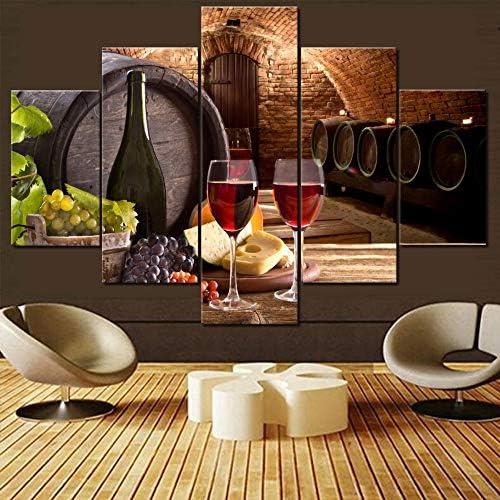 Wine Cellar Canvas Wall art boca za vino i staklena slika drvena bačva slika za dnevni boravak multi