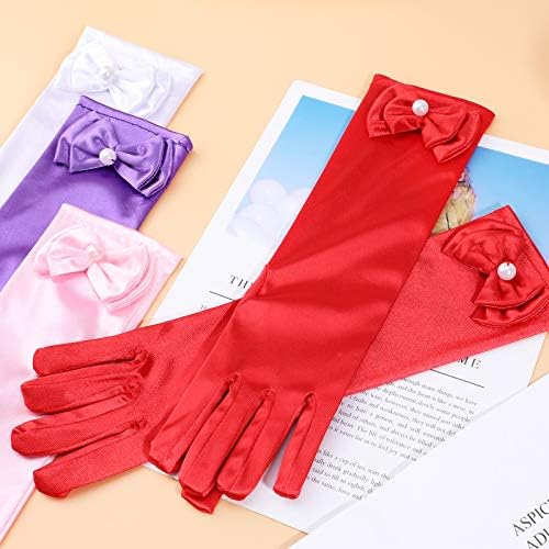 Hifot Girl Dress Up rukavice 6 pari, duge svilenkaste satenske rukavice za dječiju Princezinu zabavu,