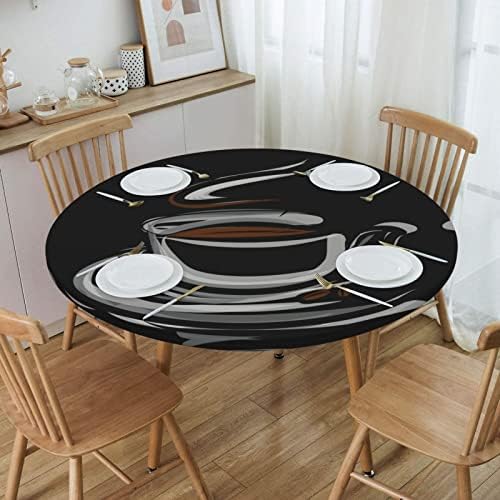 Kup za kafu i zrna kafe, dekorativni okrugli stol za prskanje s elastičnom zatvaračem
