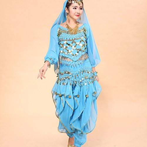 MUNAFIE trbušni ples Harem hlače plemenske Arapske hlače za Noć vještica sa zlatnim ukrasima US0-14