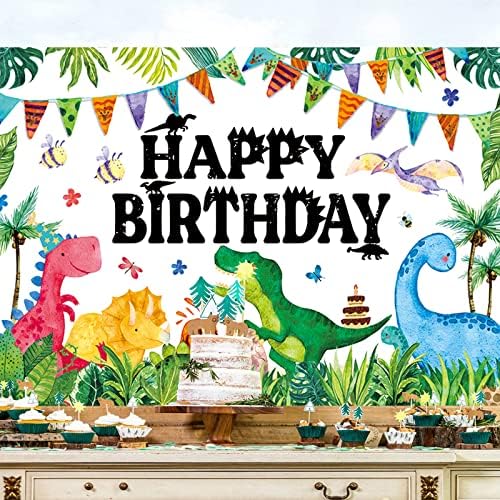 5x3ft akvarel Dinosaurus pozadina dinosaur Jungle party rođendan ukras za djecu Dinosaur rođendan tema Banner