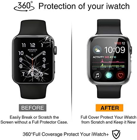 Wiki Valley ekran za zaštitu ekrana za Apple Watch SE / Series 6/5 / 4,40mm TPU Poklopac Potpuno pokriće odbrane ivice-clear + crna