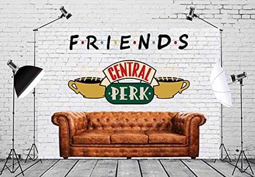 Loccor tkanina 9x6ft Central Perk prijatelji tema pozadina Retro Pub Sofa i kafa Bijela cigla zid fotografija