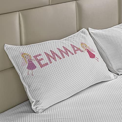 AMBESONNE EMMA Pleted Plepptover, crtani za držanje popularnog široko rasprostranjenog naziva djevojke s uzorom Standard Točad, standardni poklopac jastuka veličine za spavaću sobu, 36 x 20, višebojna