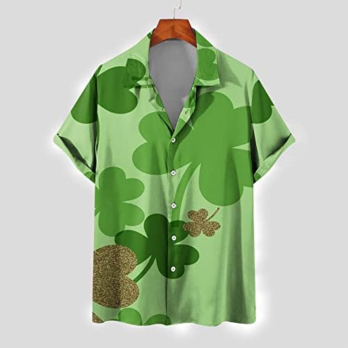 Dnevna majica St Patrick za muškarce Havajska gumba Up majice kratke rukave košulje Irska djetelina