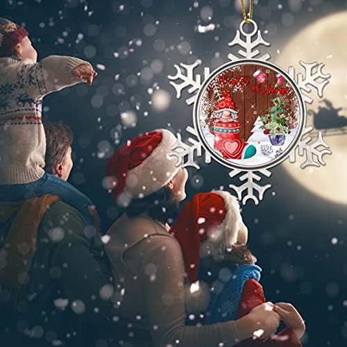 Gnome Božićni Ornament pahuljica crveni Svijet zimska dobrodošlica Božićni ukrasi poklon Akvarelni patuljak metalna pahuljica Božićni Ornamenti uspomena tati mami prijatelji