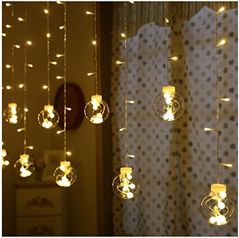 JUNFEI Blinkle žičana svjetla, LED Zvjezdana pozadinska lampa,svjetlucavo zvjezdano prozorsko zidno noćno svjetlo, 3m 12 svjetla sa loptom za želju uključite se u uređenje spavaće sobe za vjenčanje