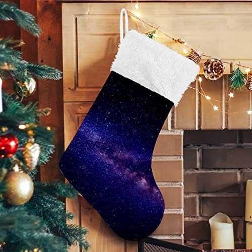 Božićne čarape Ljubičasta zvjezdana neba Galaxy misteriozna bijela plišana manžetna Mercerizirana obiteljski odmor Velvet Personalizirani veliki čarapa Xmas Dekoracija za zabavu 17.71