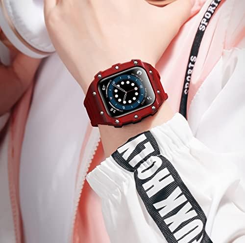 Zedevb modifikacijski kaiš za Apple Watch 7 6 5 4 3 SE gumeni kaiš + kofer u karbonskim vlaknima za iWatch seriju 45mm 44mm 40mm 41mm