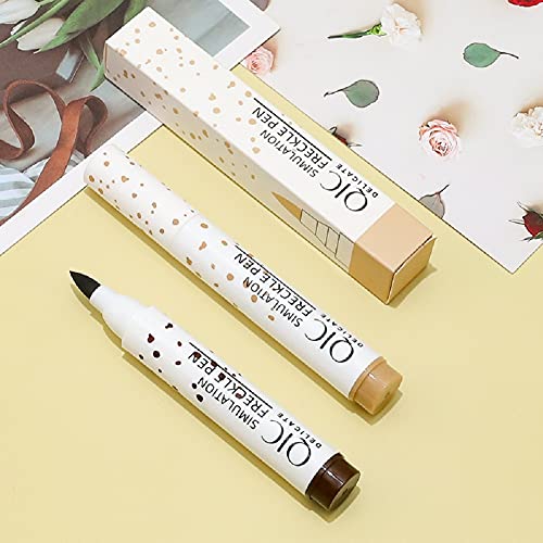 MEICOLY 2pcs Pen Pen, tečna olovka za oči olovka Natural Magic Faux freckles Makeup, tačka Spot vodootporna neutralna, kafa tamno smeđa
