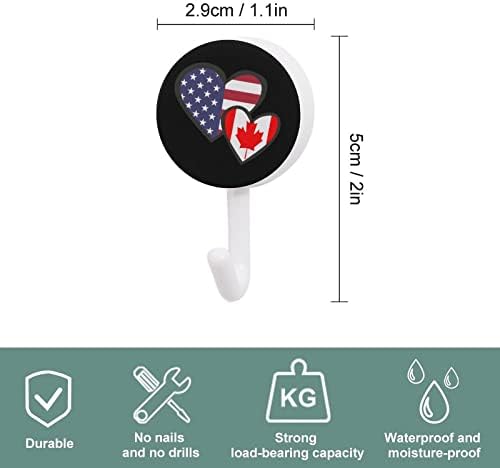 Srca Američka Kanada Zastava Zidne kuke Okrugle plastične kuke Izdržljive ljepljive kuke za kuhinju kupatilo