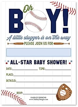 25 pozivnica za Bejzbol za tuširanje beba, 25 knjiga za kartice sa zahtjevom za tuširanje
