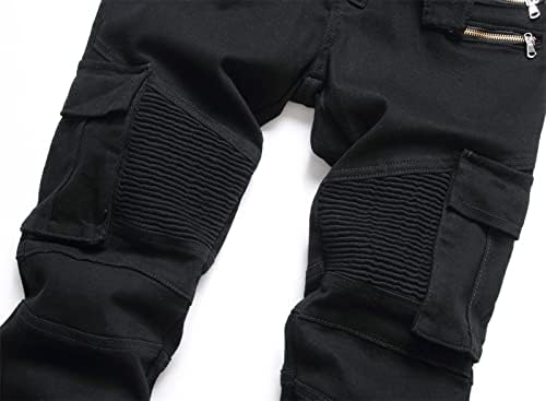 Muškarci Biker patentni zatvarač Deco traperice Klasično oprane mršave moto traper pantalone Slim
