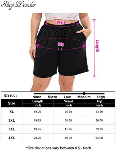 ShopWonder Plus size Ženske ležerne atletske kratke hlače Visoke strukske kratke hlače Bermuda Sportski trke s džepovima
