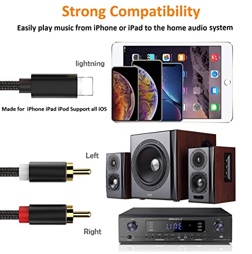 [Apple MFI certificirano] Munja u RCA kabel za iPhone IPA-D, 2-muški Y Splitter AUX audio kabel kompatibilan