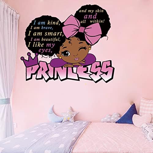 Zidne naljepnice za djevojčice spavaća soba, crna djevojka Magic inspirativni citat zidna naljepnica, Pink Room