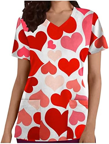 Grafička bluza za djevojčice ljetna jesen 2023 Odjeća kratki rukav V piling za vrat Valentinovo