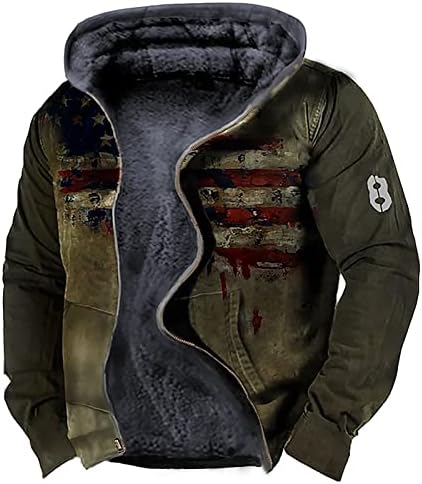 Xiaxogool Winter Jackets, muške šerpe obložene jakna Fleece Hoodie puni zip tople nejasne kapute