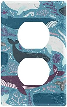 Yyzzh morski tematski životinje kita sa koraljnim grebenom vodeni marinski sisav podvodni dupleks prodajnih mjesta poklopac preklopna ploča 2.9 x 4,6 svijetli zidni poklopac zidne ploče