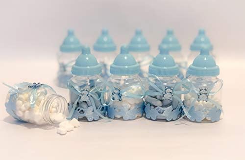 Mini flašice za bebe od 120 komada od plastike, plave flašice za bebe, potrepštine za tuširanje beba, pogodnosti za dečije flaše, dekor za Baby Shower, Baby Sprinkle