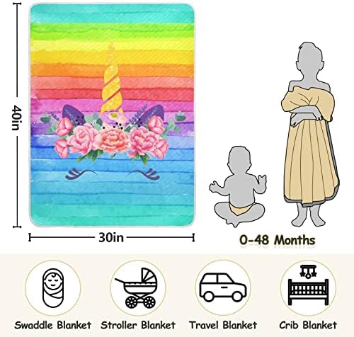 Cataku jednorog glava duga za bebe za djecu djevojke djevojke pamučne magistrale pokrivaju krevet mekano toplo prijem za bebe za dječje kolica 30 x 40