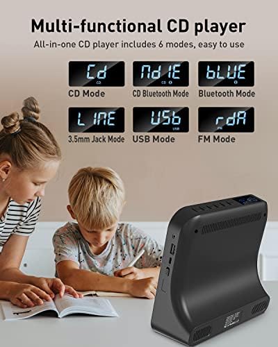 QUALORI CD Player prenosivi sa Bluetooth Desktop muzičkim plejerom dvostruki Zvučnici za kućni Audio Boombox,