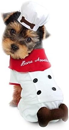 Kuhar jednolični kostim za pse Kosti apetit crveni šal kuhanje 3D kosti