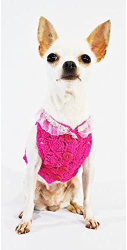 Ružičasta jedinstvena kukičana odjeća za kućne ljubimce Mala srednje velike pseće odjeće 17f