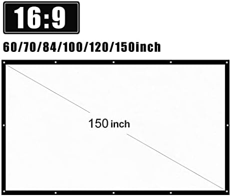 CXDTBH 150 inča 16: 9 Prijenosni ekran projektora Sklopivi projekcijski ekran bijeli za zidno uređene