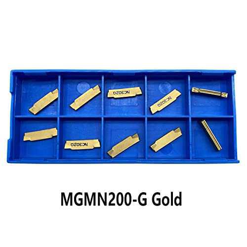 GBJ 10pcs MGMN200-G Zlatni kalaj presvučeni karbidni umetci za žljebove širine 2mm Široki žljebovi karbidni