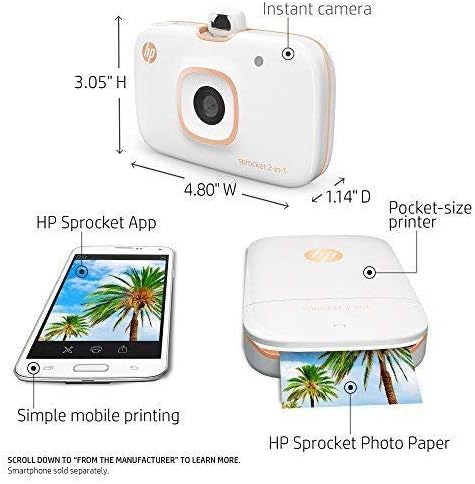 HP Sprocket 2-u-1 trenutna Kamera & amp; džepni paket štampača za fotografije, 8GB SD memorijska kartica & amp; Adapter + putna torbica+ foto papir + USB kabl+ dvostruki USB punjač sa brzim & amp;redovno punjenje