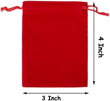 Tendwarm 20kom 3x4 inča baršunaste torbe sa vezicama za božićno vjenčanje Crvene poklon torbe Party Favors
