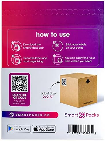 SmartPacks QR oznake koda za skladištenje & organizacija-Premium naljepnice QR koda sa aplikacijom - napredne