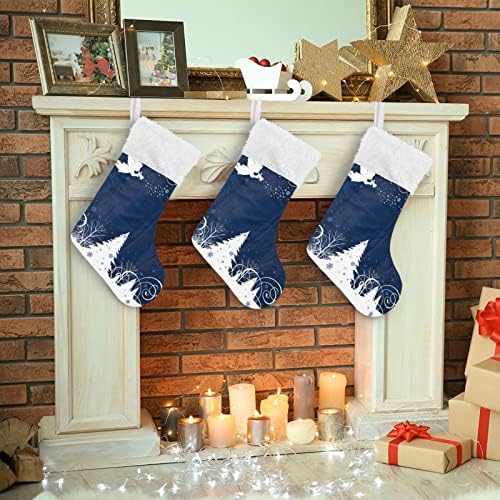 Pnyoin Božićne šume anđeli Božićne čarape, 1 komad 17,7 inča Big Xmas čarape za čarape s bijelim plišanim