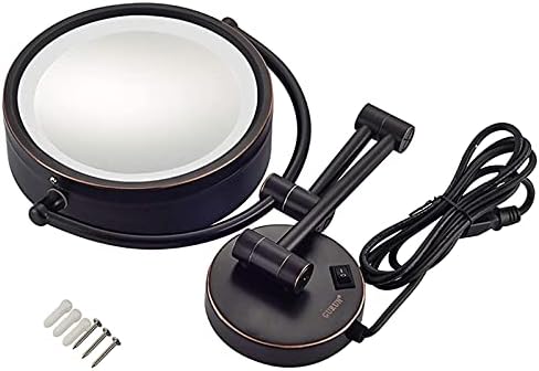 Zaahh zidno ogledalo za šminkanje, 8-inčno uvećavajuće dvostrano LED Osvijetljeno ogledalo, proširivo