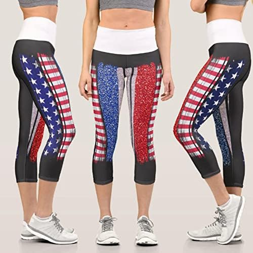 Američka zastava Patriotske noge Ženske gumene gume Patriotske zvijezde Stripes Tajice Stretch guza