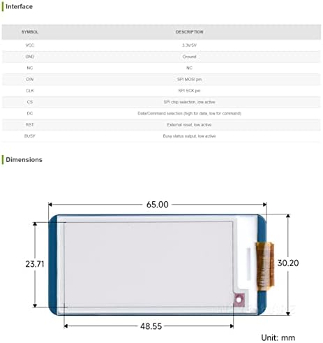 Coolwell Waveshare 2.13Inch E-mastilo En-Ink Ext 250x122 Prikaz e-papira EPAPER zaslon za maline PI