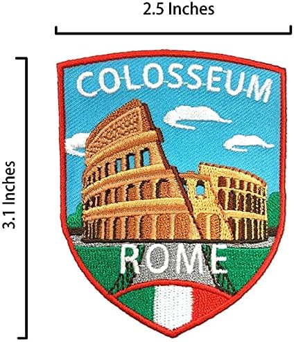 A-ONE - Rim Colosseum Shield izvezeni zakrpa + Italija zastava za zastavu, patch Colosseum, italijanski znamenitosti amblem, pegla za zastavu, gvožđe na vezom za majice No.227p