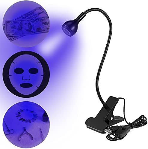 VIHOSE Big Chip 395NM UV LED rasvjetna tijela sa Gooseneck-om i stezaljkom Mini stoni svjetlosni Stezaljka prijenosni Gooseneck za vanjsku štandu Gel za sušenje noktiju, 5V USB ulaz