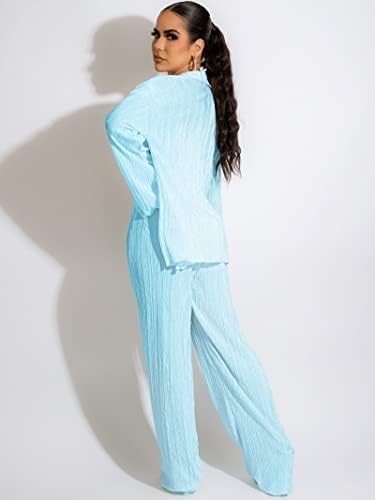 Dvije komadne odjeće za žensko-bljeskalice za samozericu Prednji usjev Top ruffle široke noge set za noge set Tumpsuits Outfit