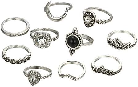 Ženske prstenove ženske prstenove modne vintage plavi angažmani prstenovi iznad 10pcs / set ženski srebrni