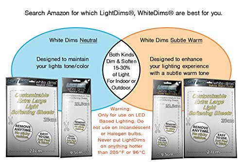 LightDims White Dims Dimming / omekšavanje listova za oštre LED svjetla Ekstra veličina maloprodajnog