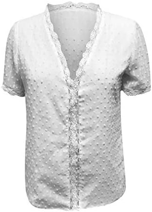 Vrhovi za žene kratki rukav / bez rukava čipka Jacquard V izrez majica labave casual boho ljetne košulje Basic Top Bluzes