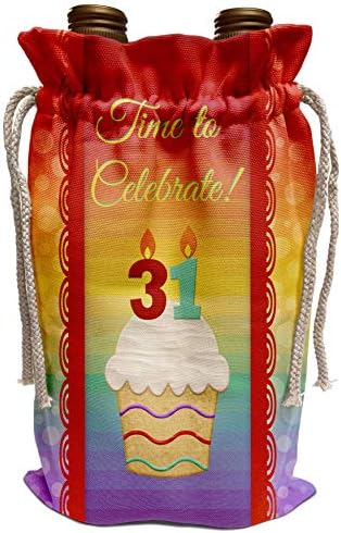 3Droza Border Rođendan za rođendan - Cupcake, broj svijeća, vrijeme, slavite 31 godinu pozivnica - torba