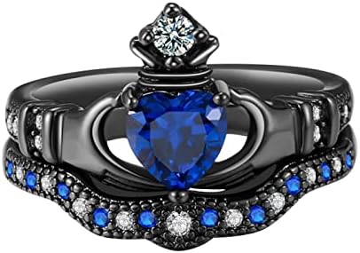 Popularna dama zadržava Safir Crown Oblikovane prstenove za prstenje nakit Pokloni veličine 5 do 12 444 Ring