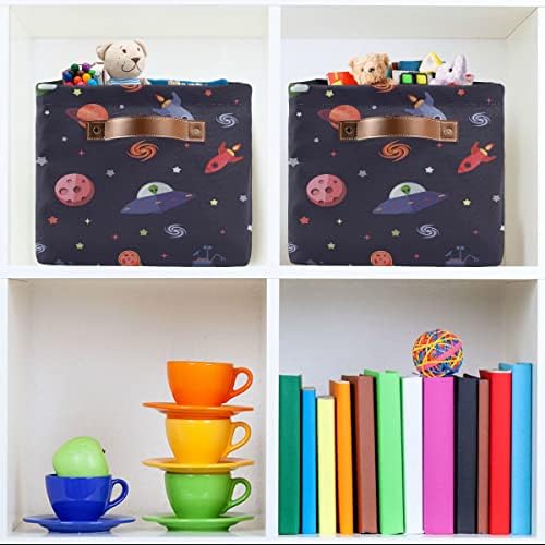 Xigua Space Planet Rectangularni pohranjivanje bin Canvas Skladišna košarica sa ručkama za dom, ured, knjige, vrtić, dječje igračke, ormar i rublje