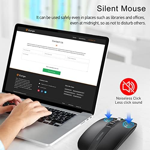 Fmouse Bluetooth miš za Laptop, Slim & amp; tihi bežični putni miševi USB C punjivi 2400 DPI dvostruki režim sa USB prijemnikom